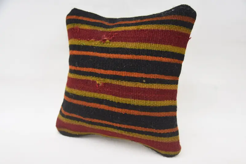 Sustainable Pillow Sham, Kilim Pillow, Pillow for Couch, Authentic Cushion Case, Pillow for Sofa, Pillow Sham, 12x12 Red Cushion Cover - 3