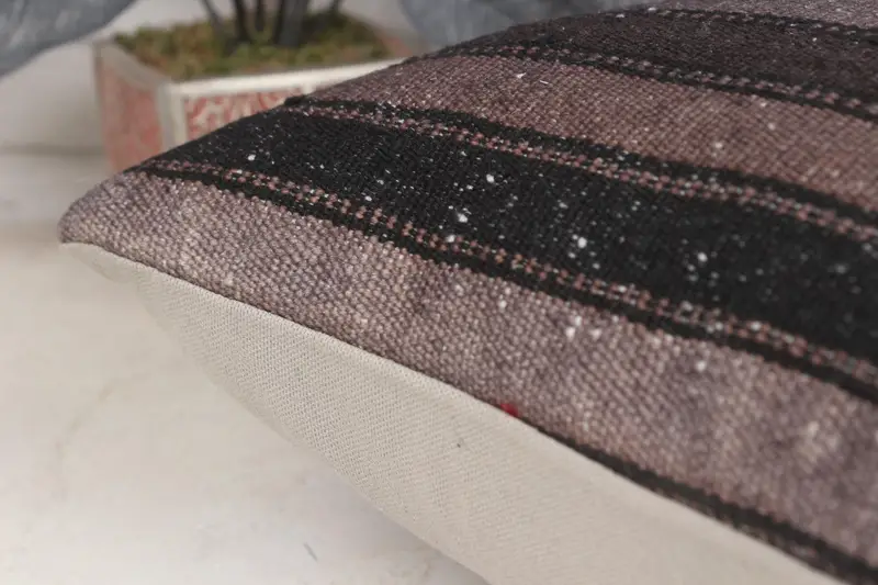 Almohada Boho, Sala de almohada, caja de cojín de lanzamiento de salón, cojín de kilim hecho a mano, funda de almohada de mascotas, cubierta de cojín gris de 16x16, cubierta simulada de almohada boho - 7