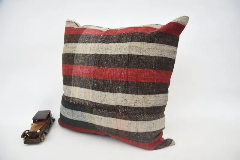 24x24 Red Cushion, Colorful Pillow, Kilim Cushion Sham, Cushion Case, Kilim Pillow, Vintage Kilim Pillow Pillow Case, Turkish Kilim Pillow - 3