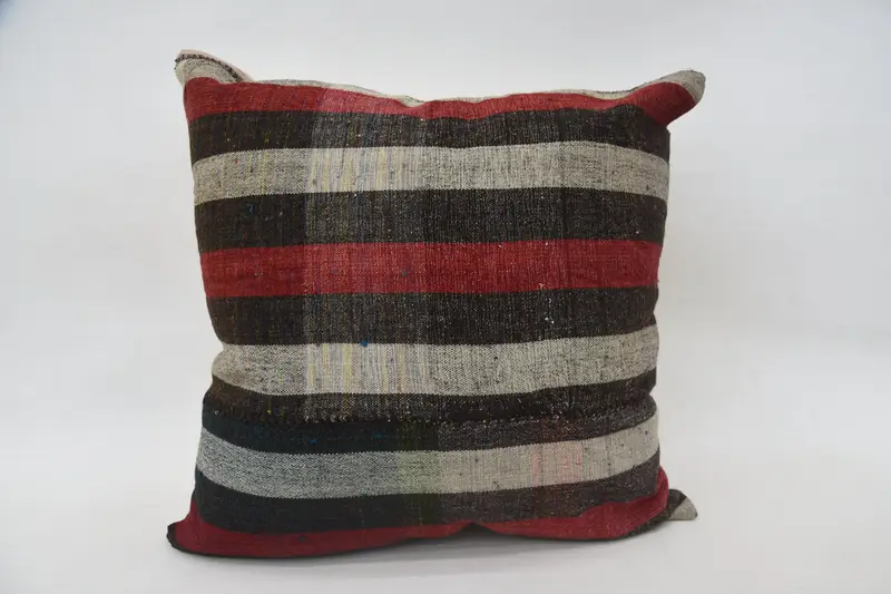 24x24 Red Cushion, Colorful Pillow, Kilim Cushion Sham, Cushion Case, Kilim Pillow, Vintage Kilim Pillow Pillow Case, Turkish Kilim Pillow - 1