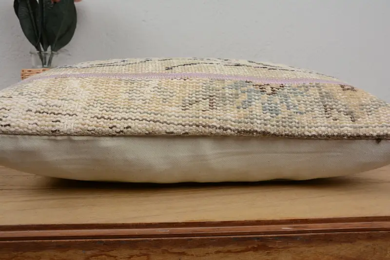 Cushion Case, Kilim Rug Pillow Sham, Vintage Kilim Throw Pillow, Throw Kilim Pillow, Garden Pillow, Home Decor Pillow, 12x20 Green Cushion - 5