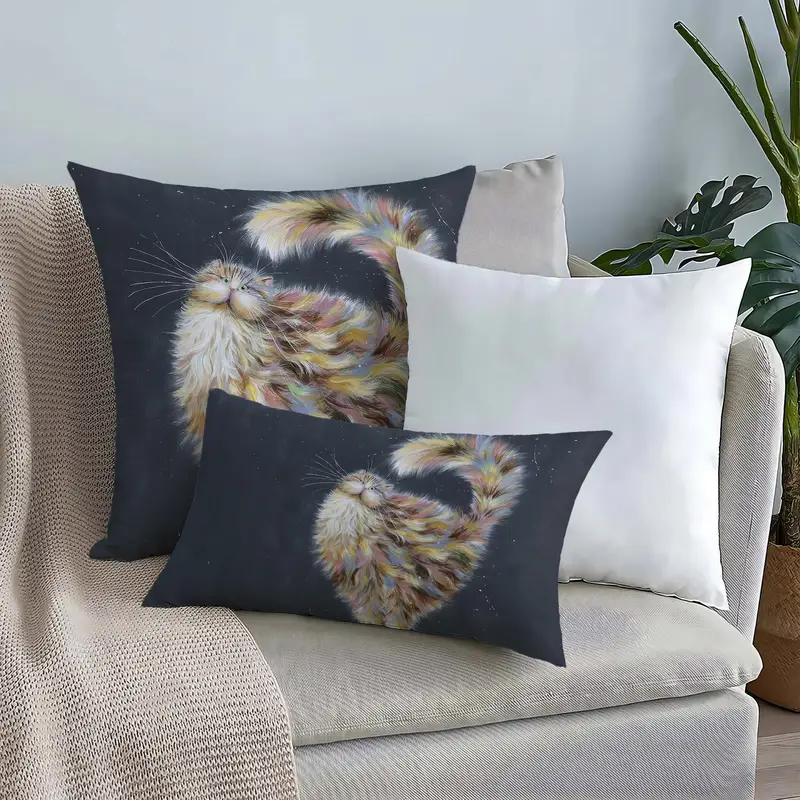 Niedliches Katzenkissen mit Aufdruck: Moderne Wohndekoration für Katzenliebhaber