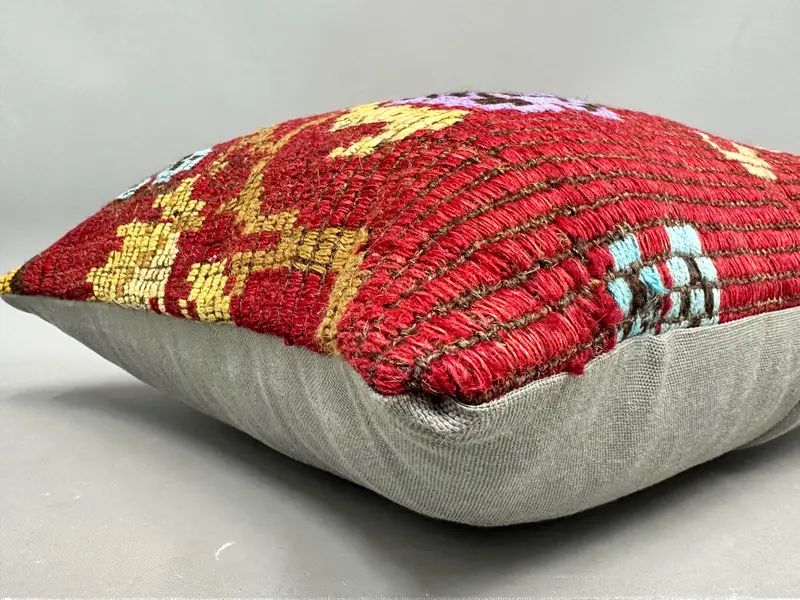 Crochet Pattern Cushion, Interior Designer Pillow, Boho Pillow, Pastel Pillow, Pillow Cover, Pillow for Couch, Ethnic Cushion, 20x20 Red Pillow Case - 6