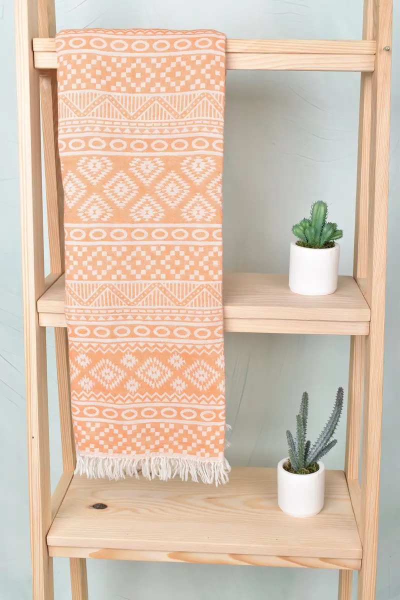 Wedding Gift For Bride, Turkish hand towel, Best Wedding Gift, Spa Towel, Best Friend Gift, Lightweight Turkish towel, 68x36 Cotton Geometric Towel - 1