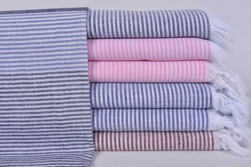 Housewarming Gift, Travel Towel, Lightweight Turkish towel, Monogrammed Beach Towel, Bachelor Gift, 70x36 Cotton Striped Towel, Turkish hand towel - 1