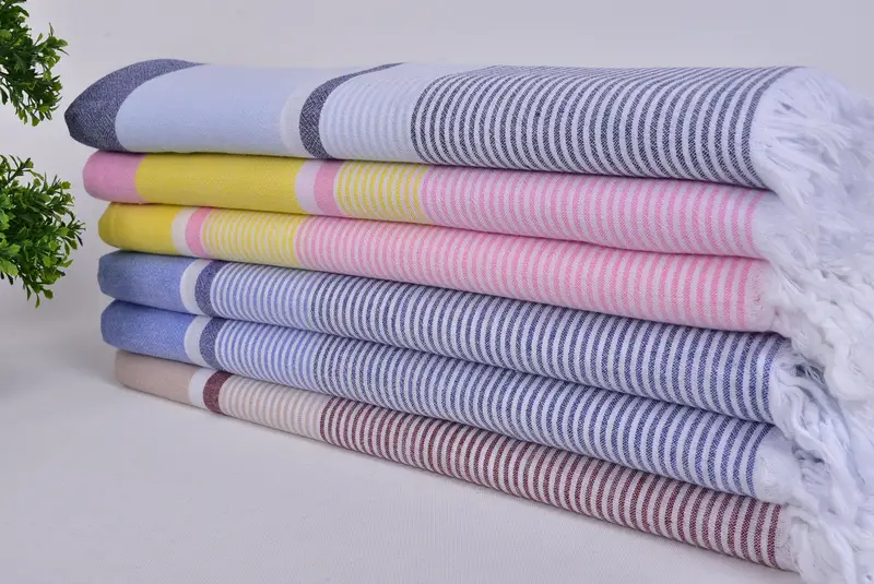 Housewarming Gift, Travel Towel, Lightweight Turkish towel, Monogrammed Beach Towel, Bachelor Gift, 70x36 Cotton Striped Towel, Turkish hand towel - 3