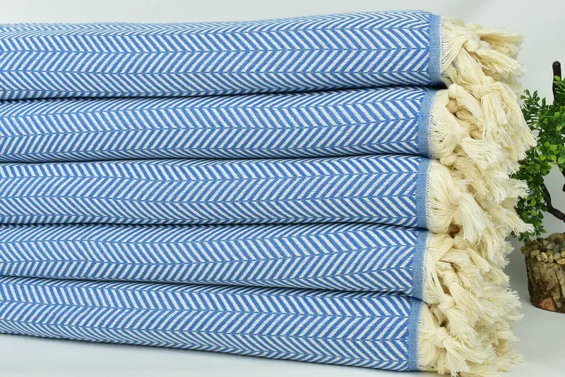 Throw Blanket, Personalized Blanket, 92x76 Cotton Chevron Towel, Merry Christmas Gifts, Organic Throw, Throw Blanket Couch, Beach Wedding Favor - 3