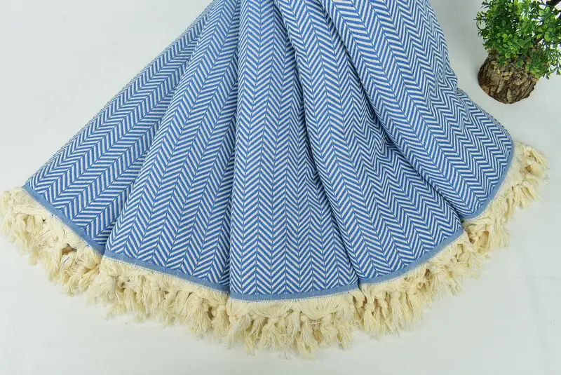 Throw Blanket, Personalized Blanket, 92x76 Cotton Chevron Towel, Merry Christmas Gifts, Organic Throw, Throw Blanket Couch, Beach Wedding Favor - 4