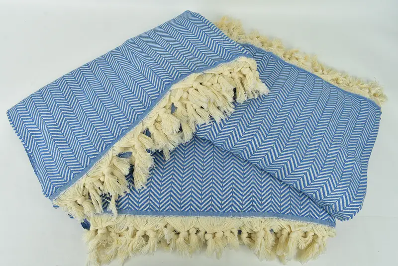 Throw Blanket, Personalized Blanket, 92x76 Cotton Chevron Towel, Merry Christmas Gifts, Organic Throw, Throw Blanket Couch, Beach Wedding Favor - 6