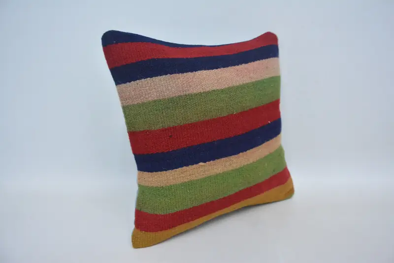 Christmas Pillow, Pillow Cover, Boho Pillow, Vintage Kilim Pillow, Vintage Pillow, 16x16 Green Cushion Case, Nautical Throw Pillow Cover - 3