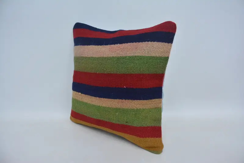 Christmas Pillow, Pillow Cover, Boho Pillow, Vintage Kilim Pillow, Vintage Pillow, 16x16 Green Cushion Case, Nautical Throw Pillow Cover - 4