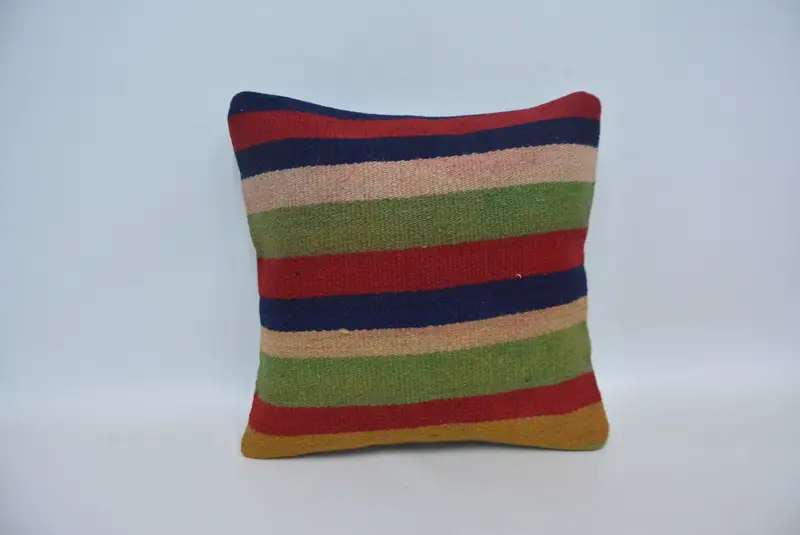 Christmas Pillow, Pillow Cover, Boho Pillow, Vintage Kilim Pillow, Vintage Pillow, 16x16 Green Cushion Case, Nautical Throw Pillow Cover - 1