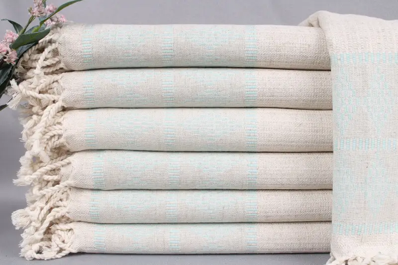 Turkish Towels Beach Custom, Mint Kilim Design, 36x71 Inches