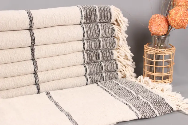 Bridesmaid Gift Monogram Beach Towel Khaki Green Striped, 36x71 Inches