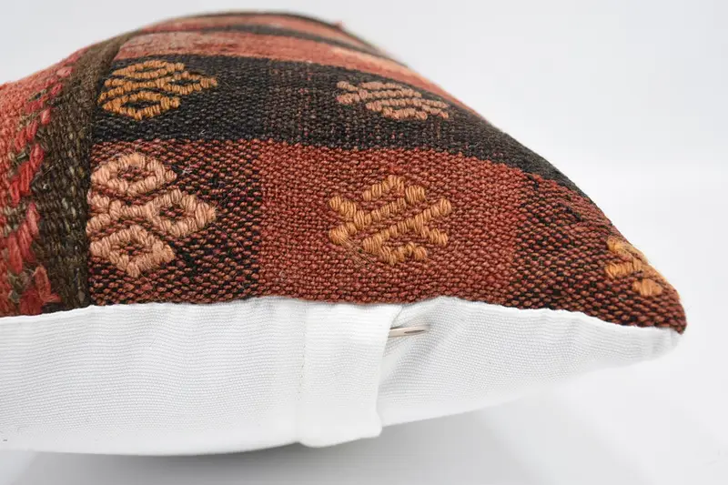 Turkish Kilim Pillow, Throw Kilim Pillow, 12x24 Brown Cushion Cover, Pillow Sham, Outdoor Patio Pillow Cover, Interior Designer Pillow - 5