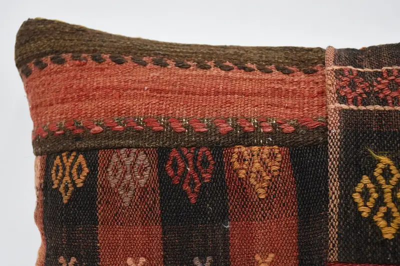 Turkish Kilim Pillow, Throw Kilim Pillow, 12x24 Brown Cushion Cover, Pillow Sham, Outdoor Patio Pillow Cover, Interior Designer Pillow - 2