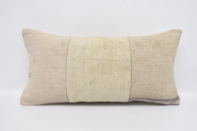 Pillow for Sofa, Designer Throw Pillow Case, Interior Designer Pillow, Ethnical Kilim Rug Pillow, 12x24 White Cushion Case, Cushion Case - 1
