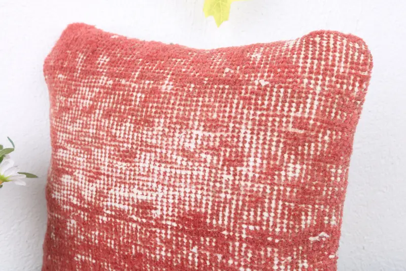 Pillow Cover, Ethnical Kilim Rug Pillow, Handmade Kilim Cushion, 12x12 Red Pillow Case, Outdoor Patio Cushion Cover, Kilim Pillow Cover - 5