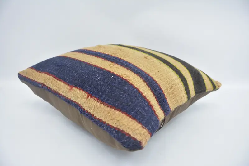 14x14 Blue Pillow Cover, Turkish Pillow, Retro Cushion Case, Kilim Cushion Sham, Cushion Case, Interior Designer Pillow, Boho Chic Pillow Case - 6