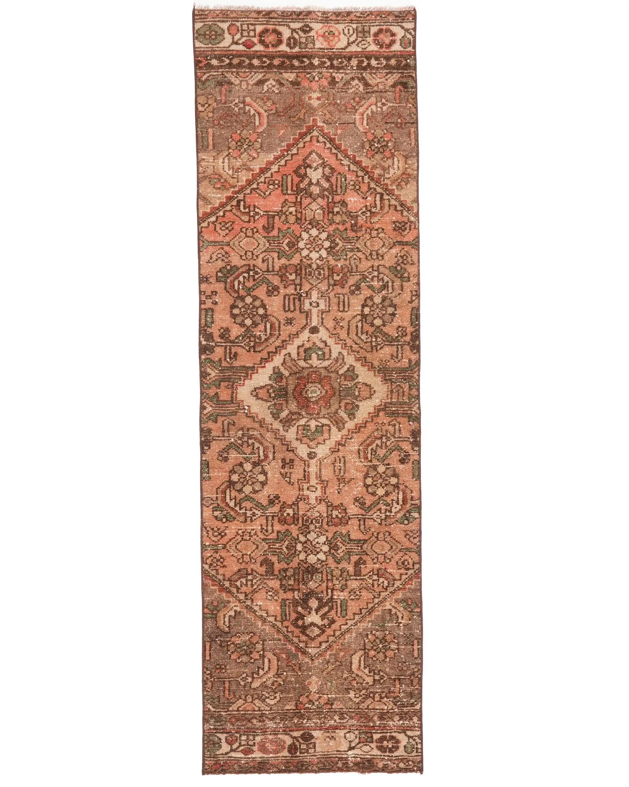Vintage 1.9x6.5 ft Rug, Turkish Rug, Brown Abstract Wool Rug - 1