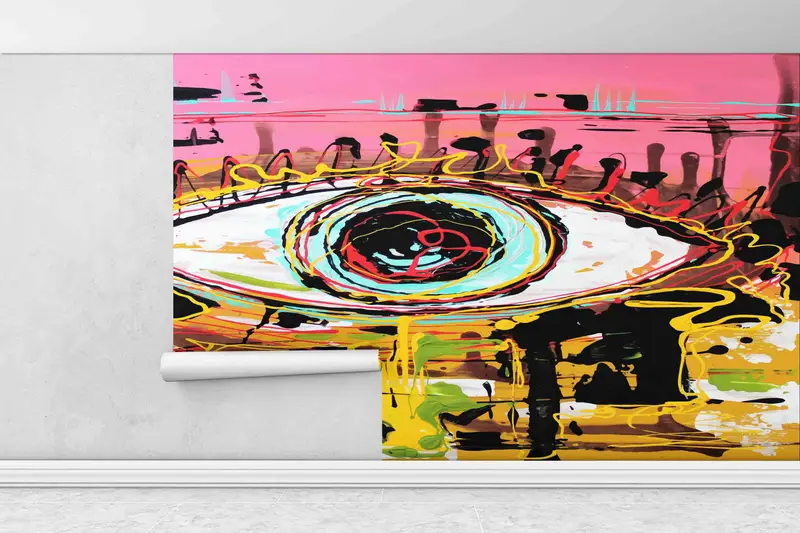 Eye Graffiti Painting Paper Art, Eye Wall Decor, Bright Wall Paper, Graffiti Wallpaper, Colorful Eye Paper Craft,Papercraft 3D,Abstract Eye, - 1