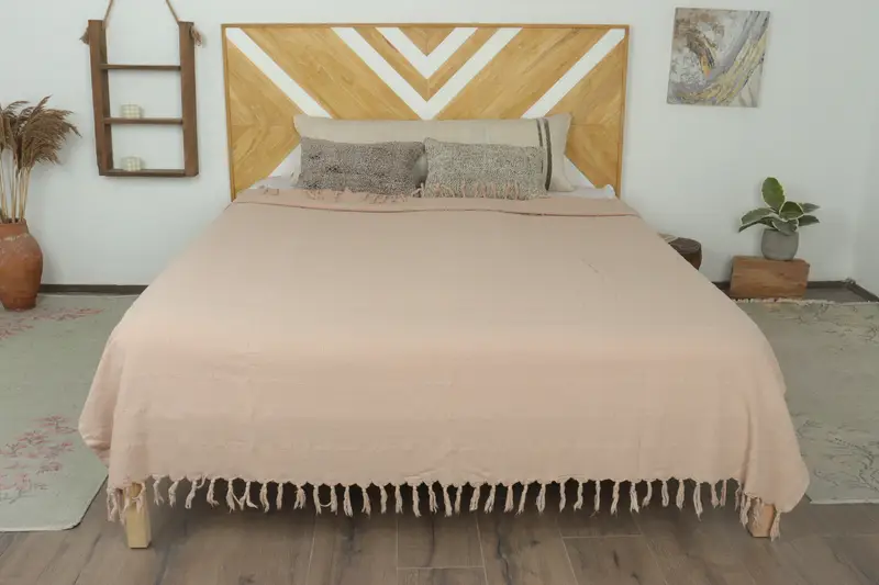 Boho -Wurfdecke, personalisiertes Hausgeschenk Hochzeit, gewebte Decke, Baby -Jungengeschenk, dekorative Decke, Bio -Wurf, 92x70 Baumwollsteingeschuldeltuch - 1