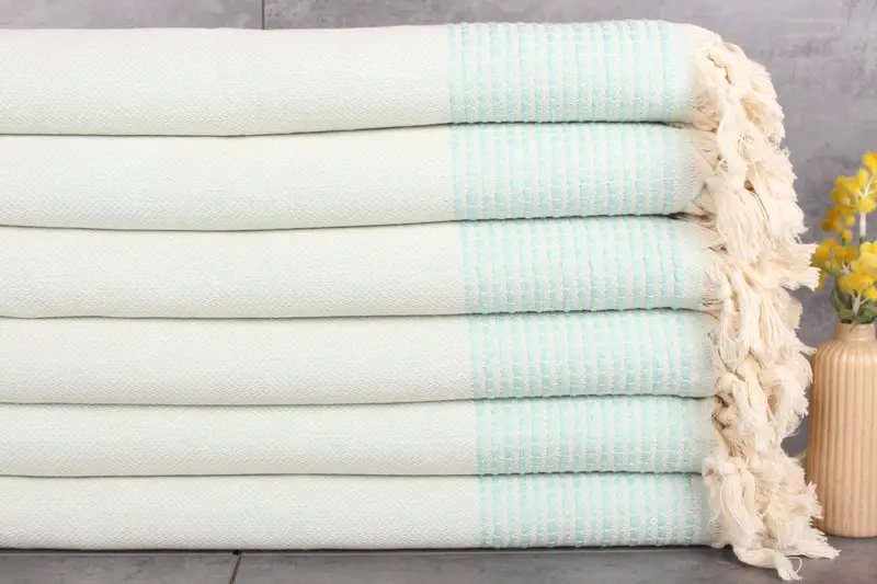 Personalized Blanket, Decorative Blanket, 96x92 Cotton Striped Towel, Turkish Bedspread, Woven Throw Blanket, Gifts For Him, Organic Beach Blanket - 1