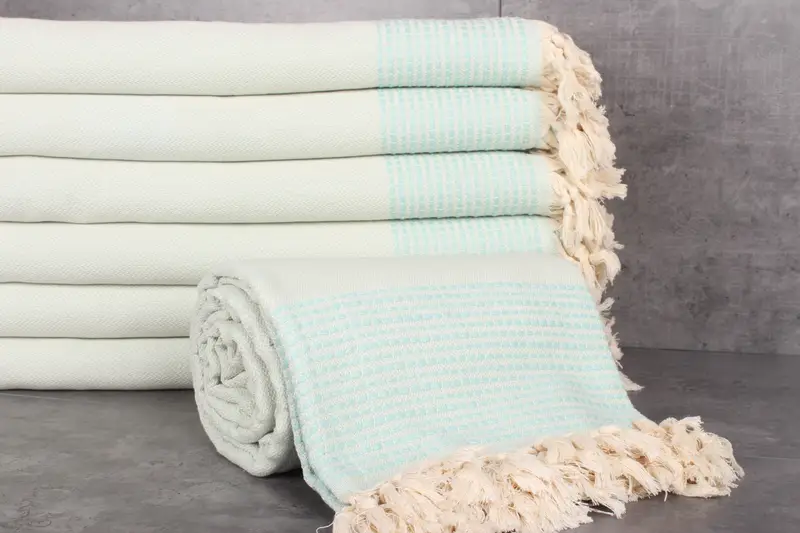 Personalized Blanket, Decorative Blanket, 96x92 Cotton Striped Towel, Turkish Bedspread, Woven Throw Blanket, Gifts For Him, Organic Beach Blanket - 2