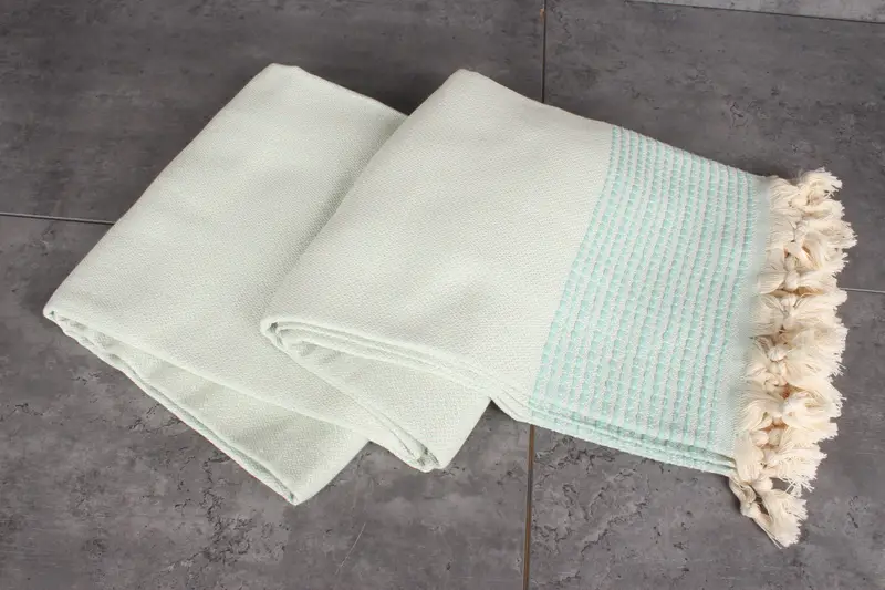 Personalized Blanket, Decorative Blanket, 96x92 Cotton Striped Towel, Turkish Bedspread, Woven Throw Blanket, Gifts For Him, Organic Beach Blanket - 5