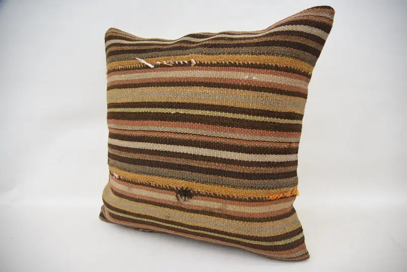 Lounge Throw Pillow Cover, Pattern Throw Cushion, Pillow for Couch, Pillow Case, 18x18 Brown Cushion Case, Boho Pillow, Kilim Cushion Sham - 3