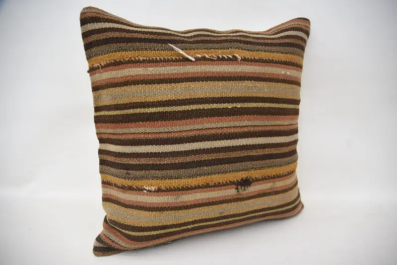 Lounge Throw Pillow Cover, Pattern Throw Cushion, Pillow for Couch, Pillow Case, 18x18 Brown Cushion Case, Boho Pillow, Kilim Cushion Sham - 2