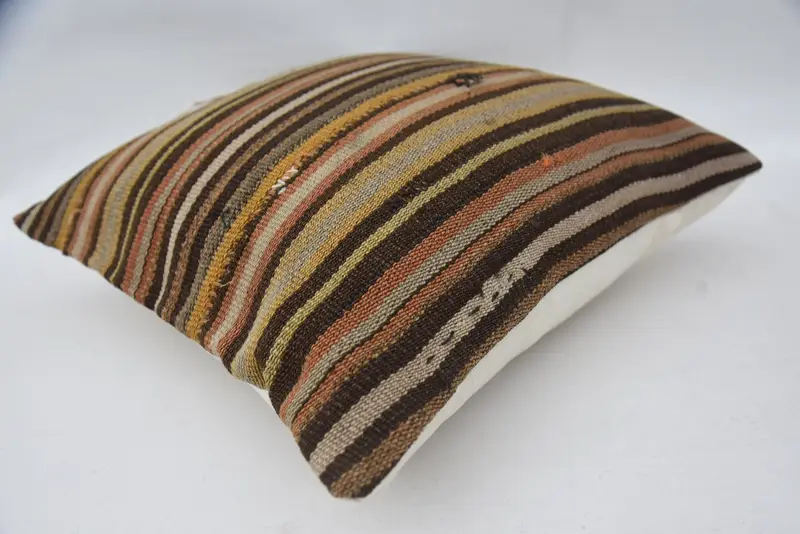 Lounge Throw Pillow Cover, Pattern Throw Cushion, Pillow for Couch, Pillow Case, 18x18 Brown Cushion Case, Boho Pillow, Kilim Cushion Sham - 6