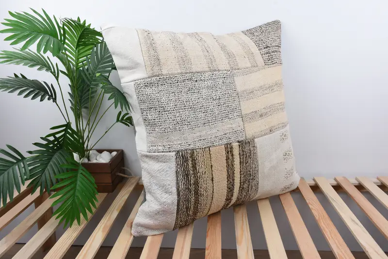 Vintage Pillow, Pillow for Sofa, 28x28 White Pillow Case, Pillow Cover, Interior Designer Pillow, Accent Throw Pillow, Meditation Pillow Cover - 4