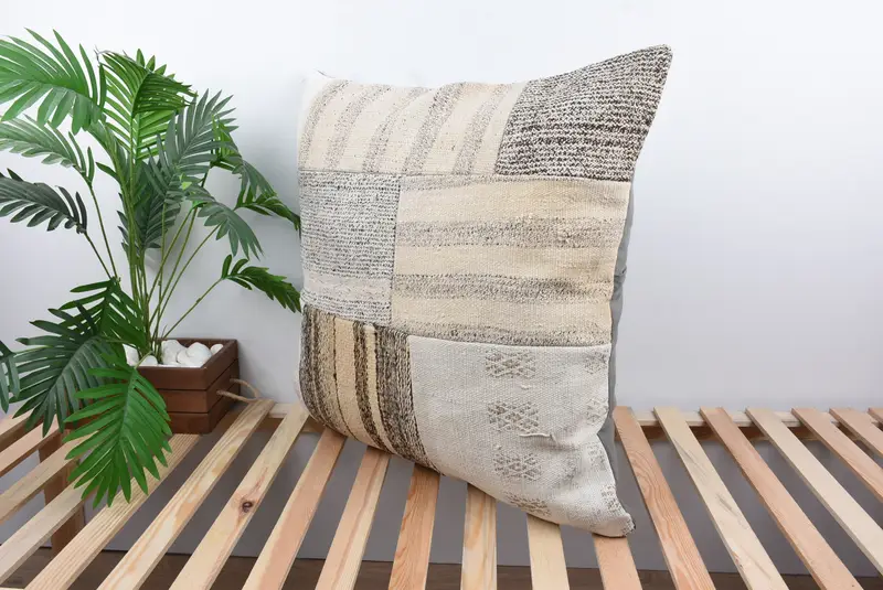 Vintage Pillow, Pillow for Sofa, 28x28 White Pillow Case, Pillow Cover, Interior Designer Pillow, Accent Throw Pillow, Meditation Pillow Cover - 5