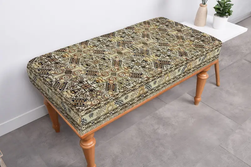 スカンジナビアウールブレンドオットマン、キリム風のモジュール式オットマン