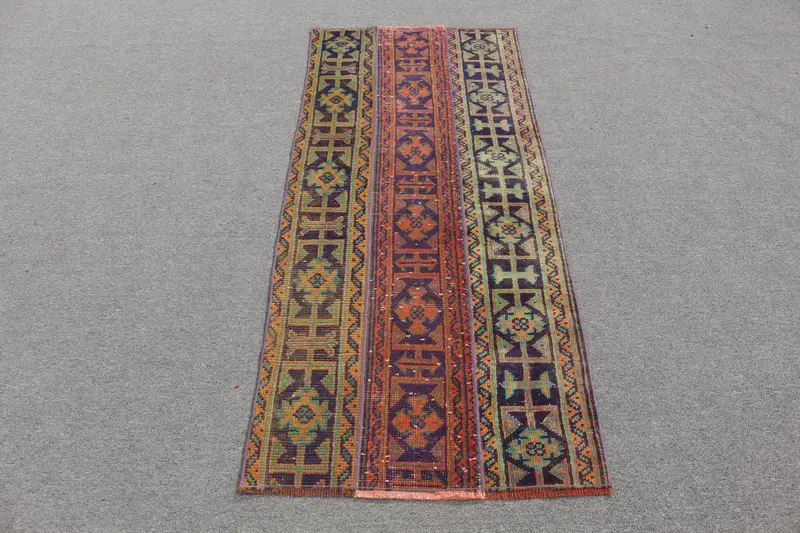 Alfombra verde con detalles en naranja, decoración elegante de 2,4x5,3 pies