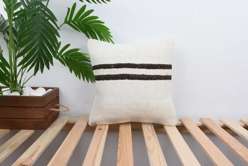 Vintage Kilim Pillow, Outdoor Patio Pillow Sham, Boho Pillow, Vintage Kilim Throw Pillow, 14x14 White Cushion Cover, Cushion Case - 1