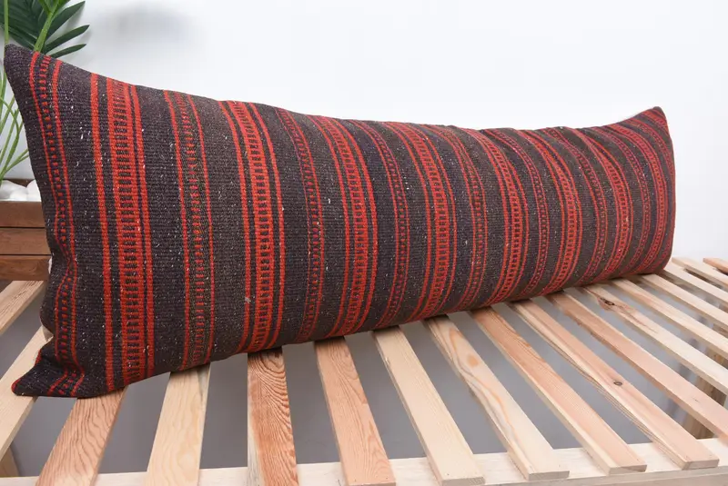 Ikat Pillow Sham, Home Decor Pillow, 16x48 Red Cushion Case, Yoga Pillow Cover, Antique Pillows, Pillow for Sofa, Pillow Case - 4