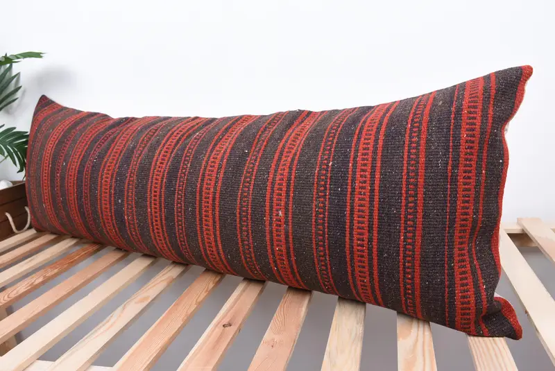 Ikat Pillow Sham, Home Decor Pillow, 16x48 Red Cushion Case, Yoga Pillow Cover, Antique Pillows, Pillow for Sofa, Pillow Case - 5