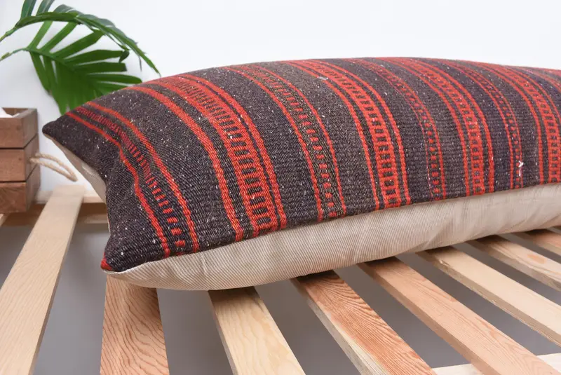 Ikat Pillow Sham, Home Decor Pillow, 16x48 Red Cushion Case, Yoga Pillow Cover, Antique Pillows, Pillow for Sofa, Pillow Case - 6