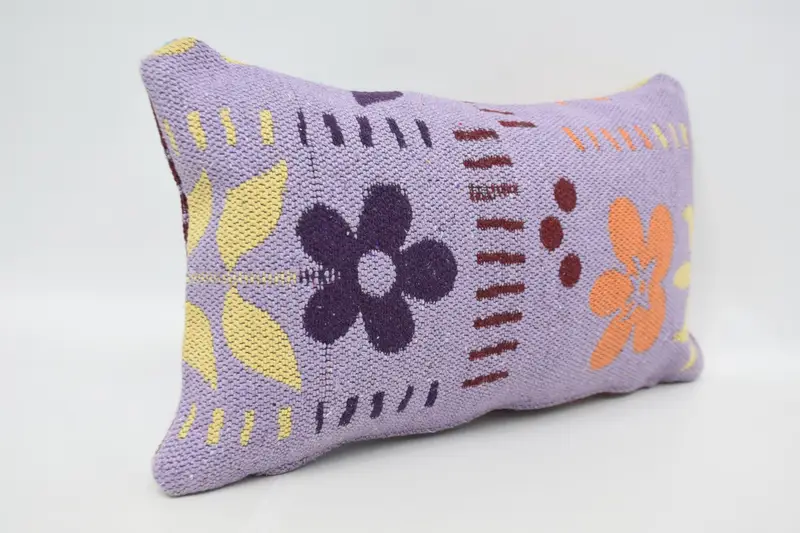 12x20 Purple Pillow, Office Chair Pillow Sham, Square Throw Cushion Case, Boho Pillow, Vintage Kilim Pillow, Kilim Cushion Sham, Cushion - 3
