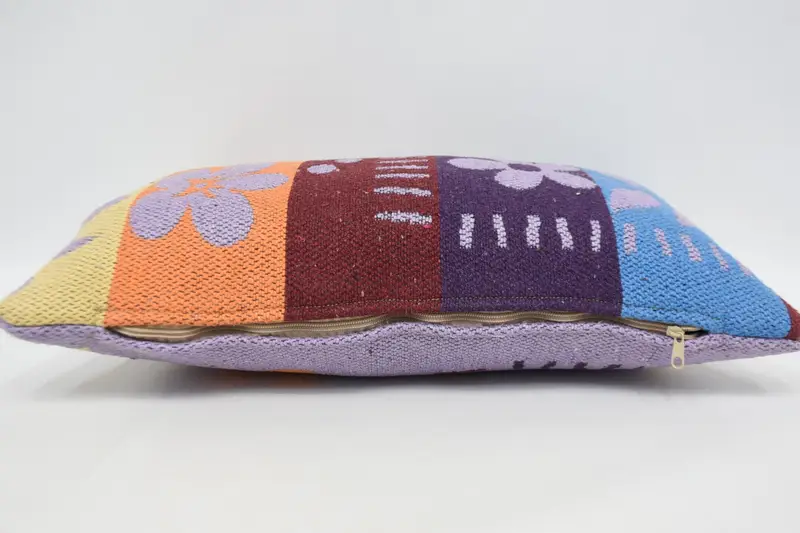 12x20 Purple Pillow, Office Chair Pillow Sham, Square Throw Cushion Case, Boho Pillow, Vintage Kilim Pillow, Kilim Cushion Sham, Cushion - 6
