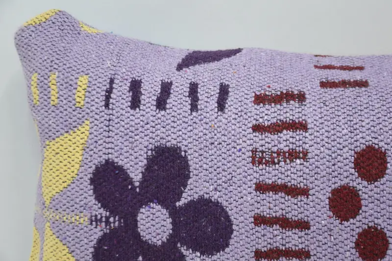 12x20 Purple Pillow, Office Chair Pillow Sham, Square Throw Cushion Case, Boho Pillow, Vintage Kilim Pillow, Kilim Cushion Sham, Cushion - 2