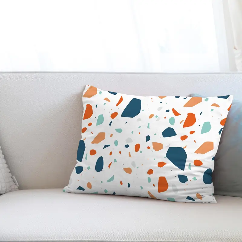 Almohada estampada colorida de terrazo sintético - Acento moderno de decoración del hogar