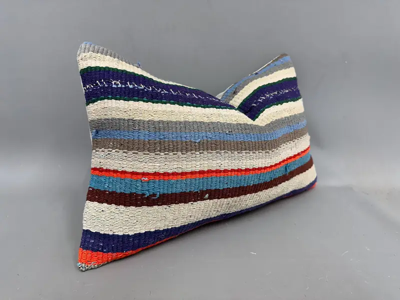 12x20 Blue Pillow, Cushion Case, Pillow for Sofa, Cotton Cushion Case, Boho Pillow, Luxury Pillow Cover, Kilim Pillow, Traditional Cushion - 2