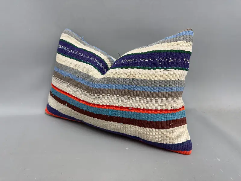 12x20 Blue Pillow, Cushion Case, Pillow for Sofa, Cotton Cushion Case, Boho Pillow, Luxury Pillow Cover, Kilim Pillow, Traditional Cushion - 3