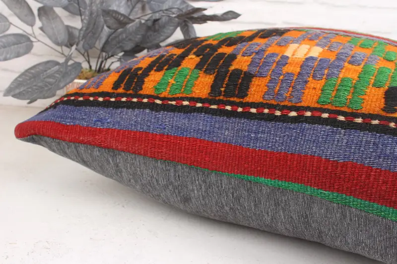 Pillow Sham, Vintage Pillow, Boho Pillow, Natural Pillow Sham, Anatolian Cushion Cover, 24x24 Green Pillow Case, Kilim Pillow Cover - 7