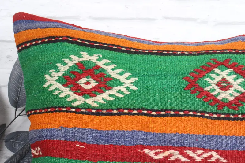 Pillow Sham, Vintage Pillow, Boho Pillow, Natural Pillow Sham, Anatolian Cushion Cover, 24x24 Green Pillow Case, Kilim Pillow Cover - 2