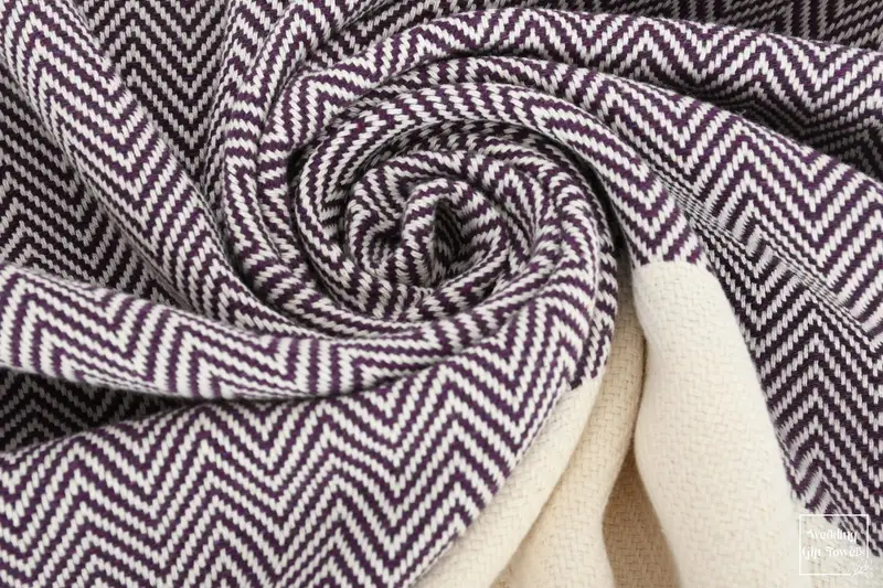 Personalized Turkish Cotton Beach Towel Handmade Herringbone Weave, Beige, 70x40 Inches