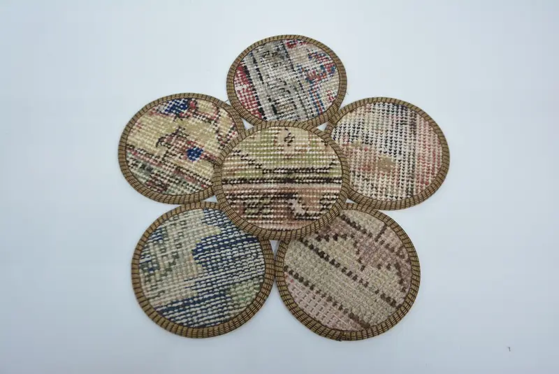 Posavasos bohemio beige y bronce, posavasos bohemio redondo